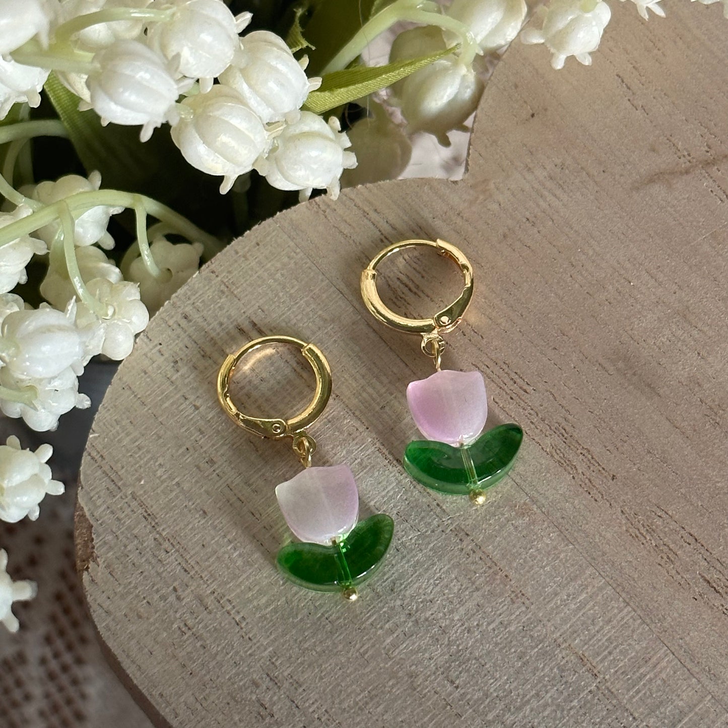 gold tulip flower hoops