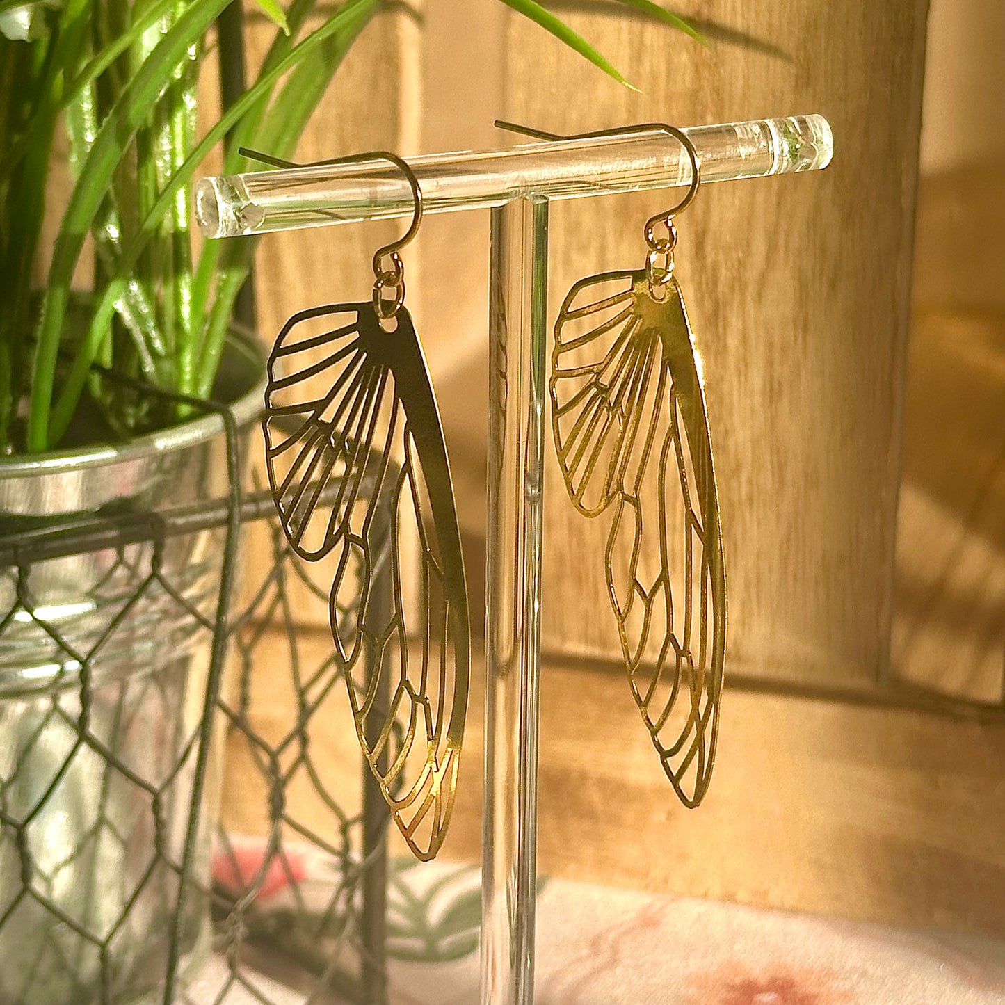 gold butterfly wing earrings