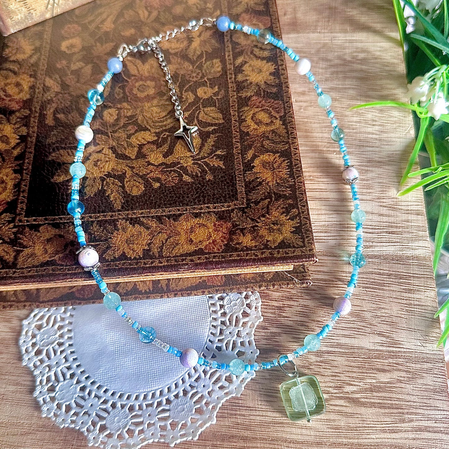 blue semi-precious beaded necklace
