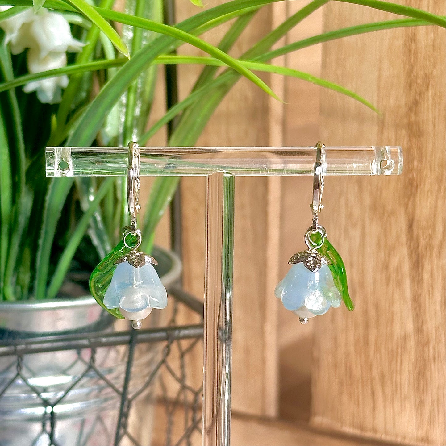 silver floral hoop earrings