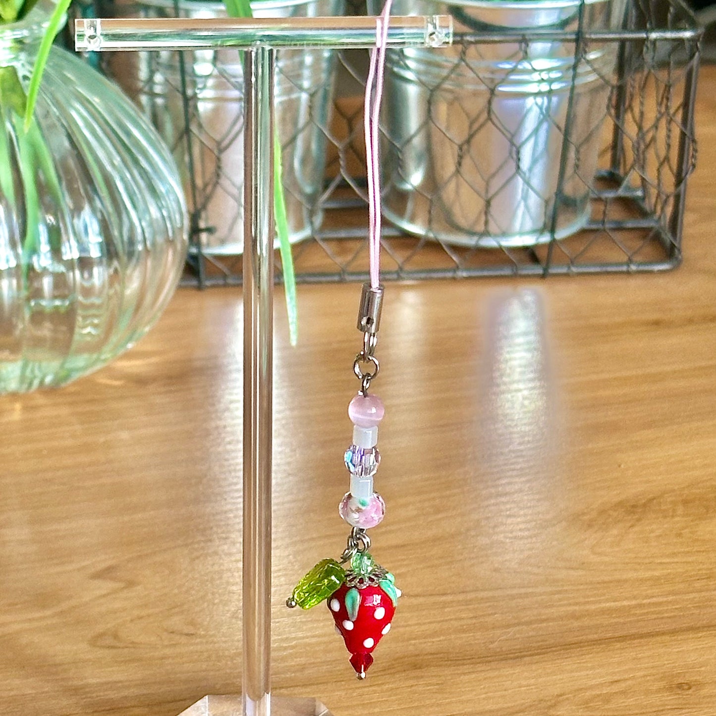 strawberry pink phone charm