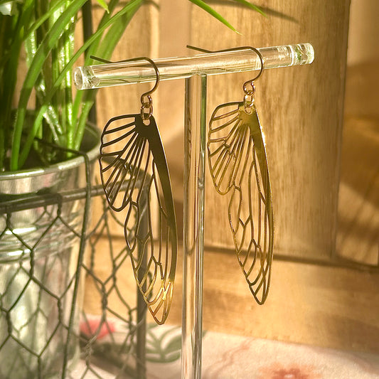 gold butterfly wing earrings