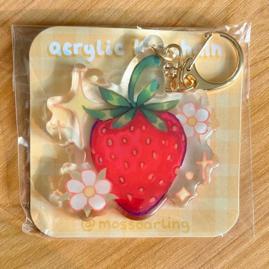 Strawberry acrylic keychain