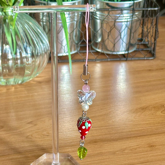 strawberry butterfly phone charm