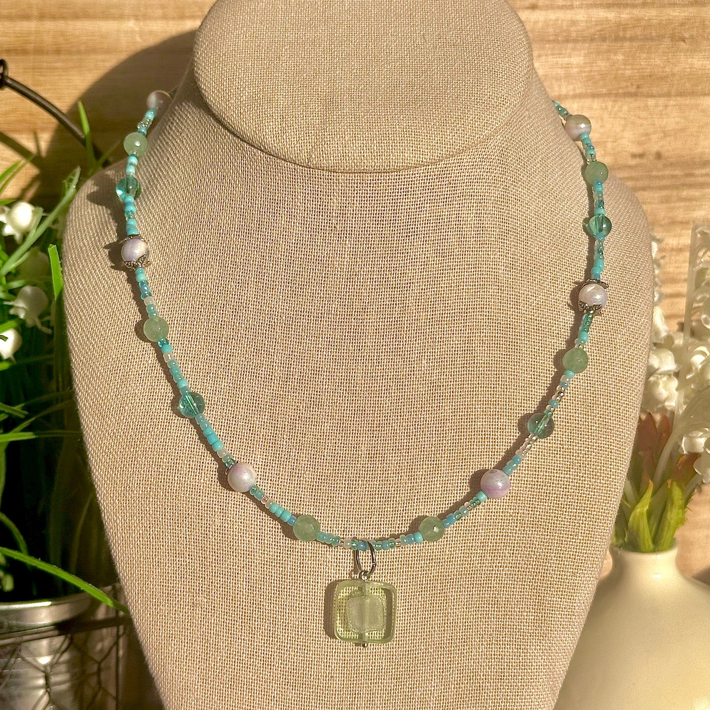 blue semi-precious beaded necklace