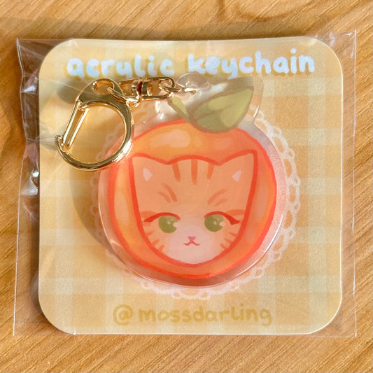 Orange cat acrylic keychain