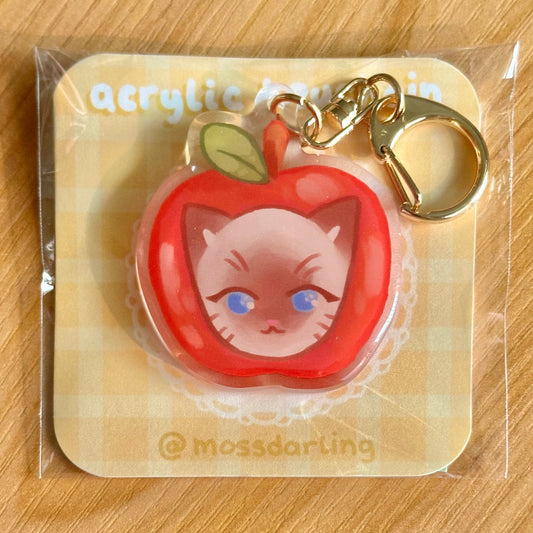 Apple cat acrylic keychain