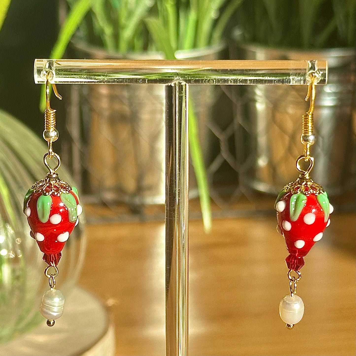 strawberry pearl earrings