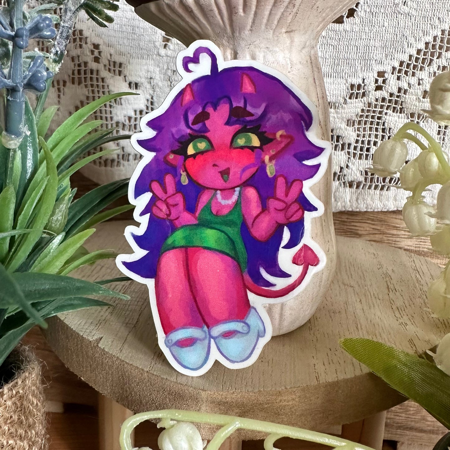 pink demon sticker